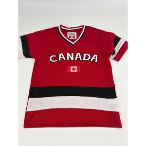 Snowcap Canada Hockey Jersey Kids Size M Red White Black Maple Leaf